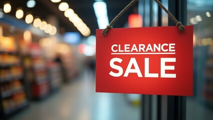 aesthetic sign with the word clearance sale on a market background