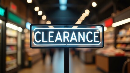 aesthetic sign with the word clearance on a market background