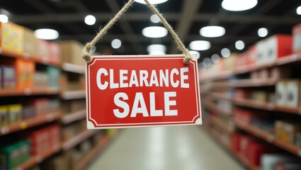 aesthetic sign with the word clearance sale on a market background