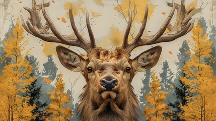 Majestic stag in misty forest clearing.