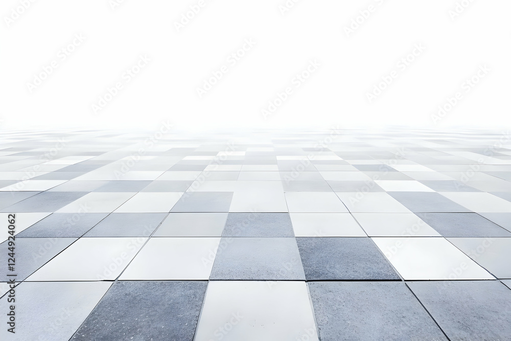 Poster checkered pattern floor tiles in shades of gray and white create a modern and stylish look