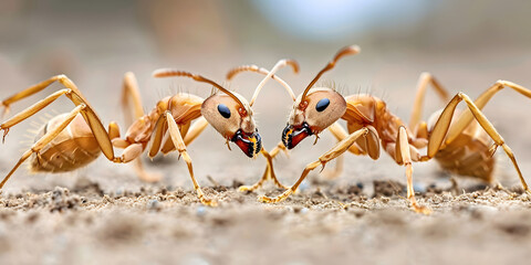 Fototapeta premium Ant colony building anthill.