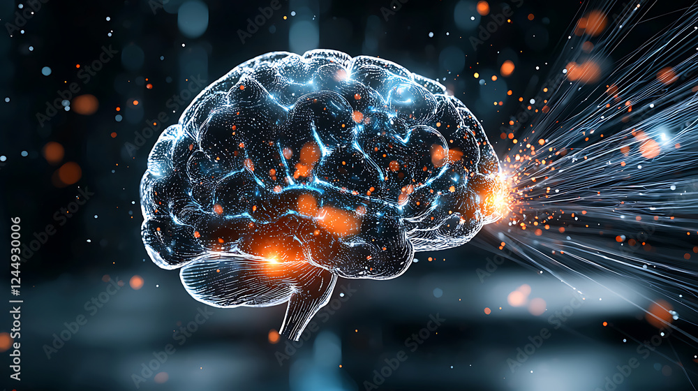 Poster innovative brain visualization technology lab digital art abstract environment close-up view neural 