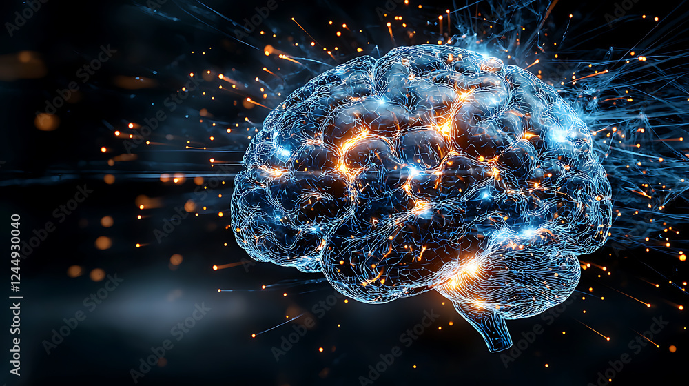 Poster innovative brain activity visualization digital realm graphic design abstract environment close-up n