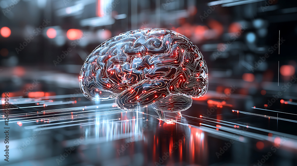 Poster Exploring neural networks in digital art virtual space 3d visualization abstract high-tech concept