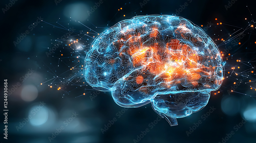 Poster exploring neural connectivity abstract brain visualization digital space 3d graphics futuristic envi