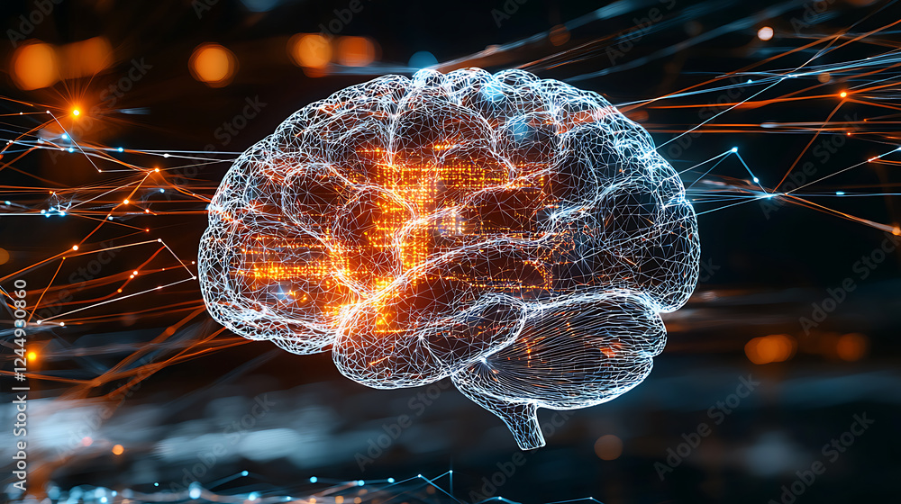 Poster innovative neural connectivity exploring the digital brain virtual lab graphic visualization futuris