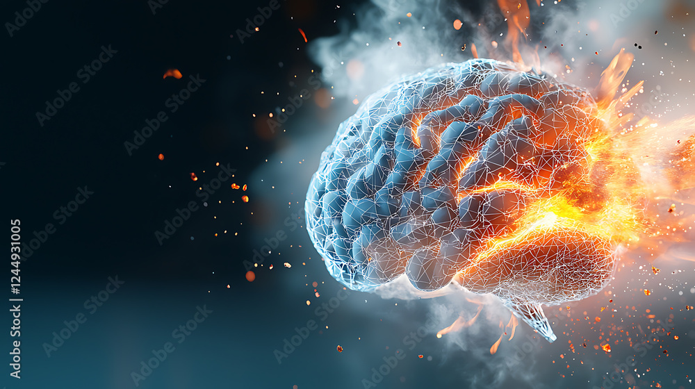 Poster explosive neural activity visualization digital realm 3d rendering futuristic environment close-up v