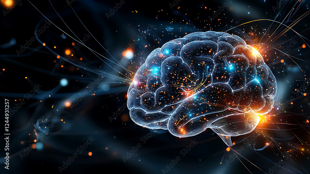 Aufkleber neural activity visualization digital realm infographic cosmic environment artistic perspective brai