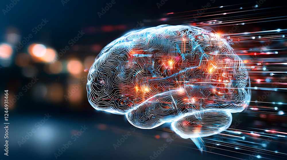 Poster Dynamic neural activity visualization digital space conceptual art futuristic environment abstract viewpoint brain function insights