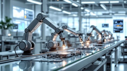 Automated Manufacturing Robots at Work