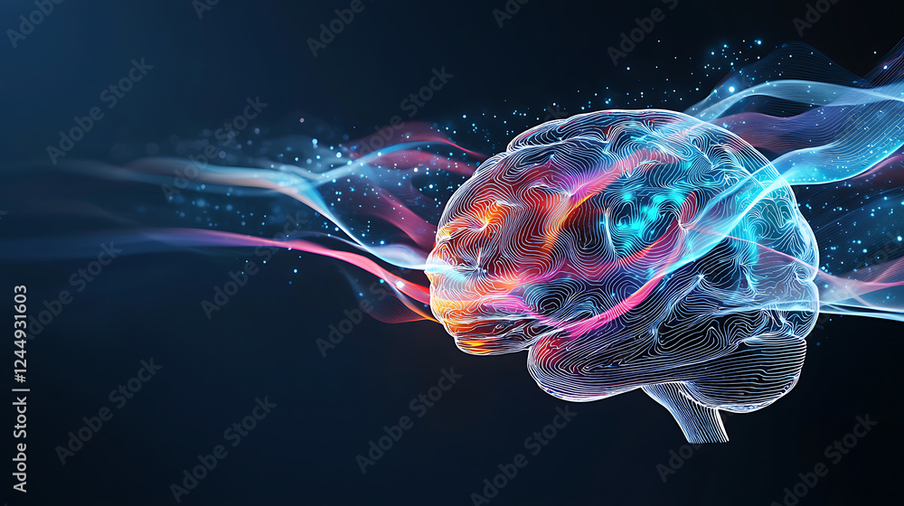 Poster dynamic brain visualization digital realm abstract art sci-fi environment aesthetic viewpoint neurot
