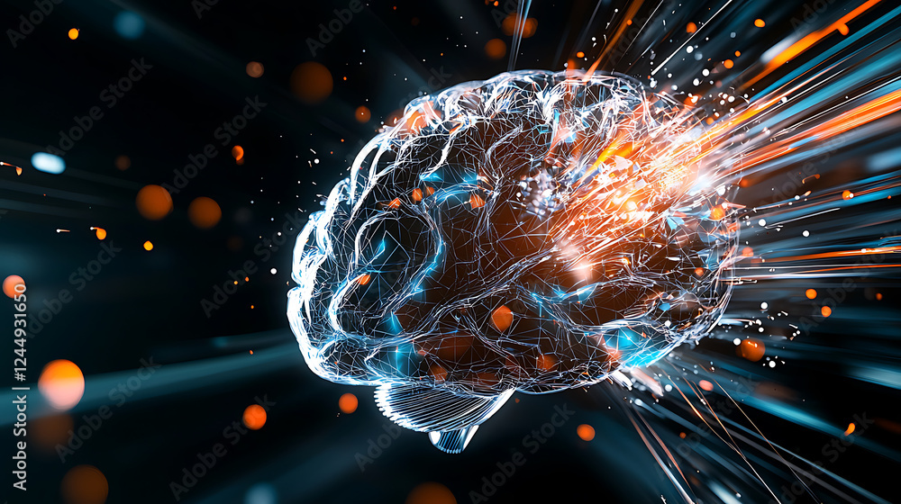 Poster explosive brain activity visualization digital art neural science abstract environment dynamic viewp