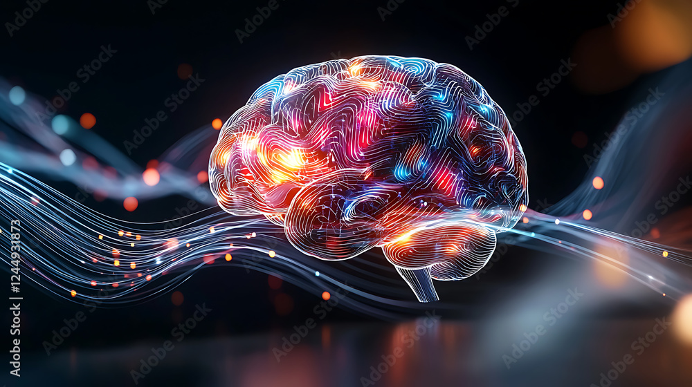 Poster innovative neural connections in the human brain futuristic digital environment visual art abstract 