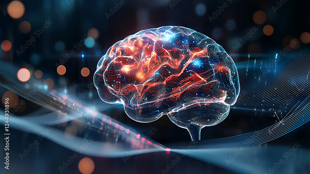 Aufkleber exploring the intricacies of the human brain digital art abstract visualization modern technology en