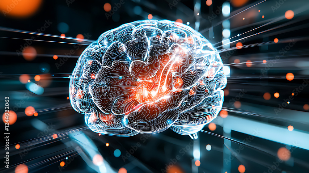 Poster exploring neural connectivity digital world graphic representation abstract environment dynamic view
