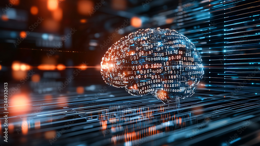 Aufkleber innovative brain data visualization digital space infographic futuristic environment close-up view t