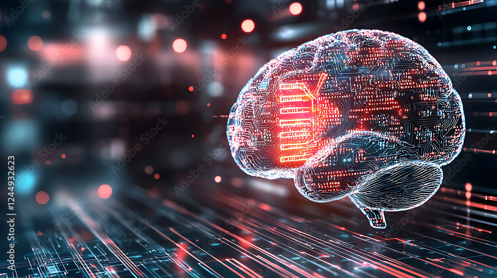 Poster exploring neural networks advanced brain simulation in digital environments technology 3d visualizat