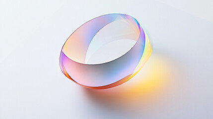 Minimalistic iridescent 3D ring, soft pastel gradient, futuristic abstract shape, floating modern art object