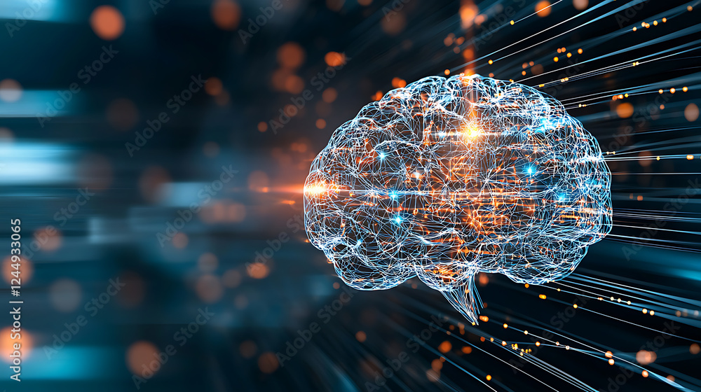 Poster exploring neural networks brain visualization digital space infographic abstract close-up technology