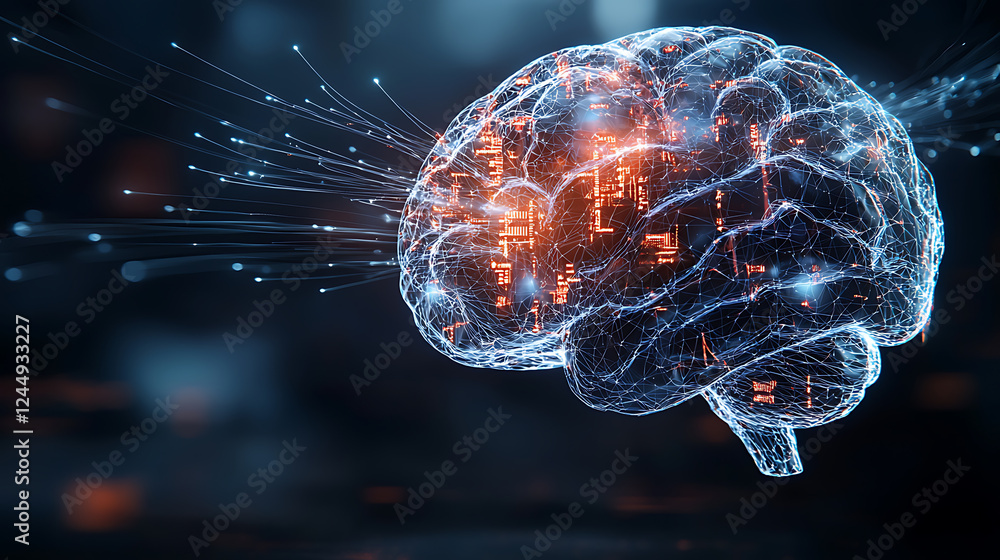 Poster neural network innovation digital realm graphic visualization high-tech environment dynamic perspect