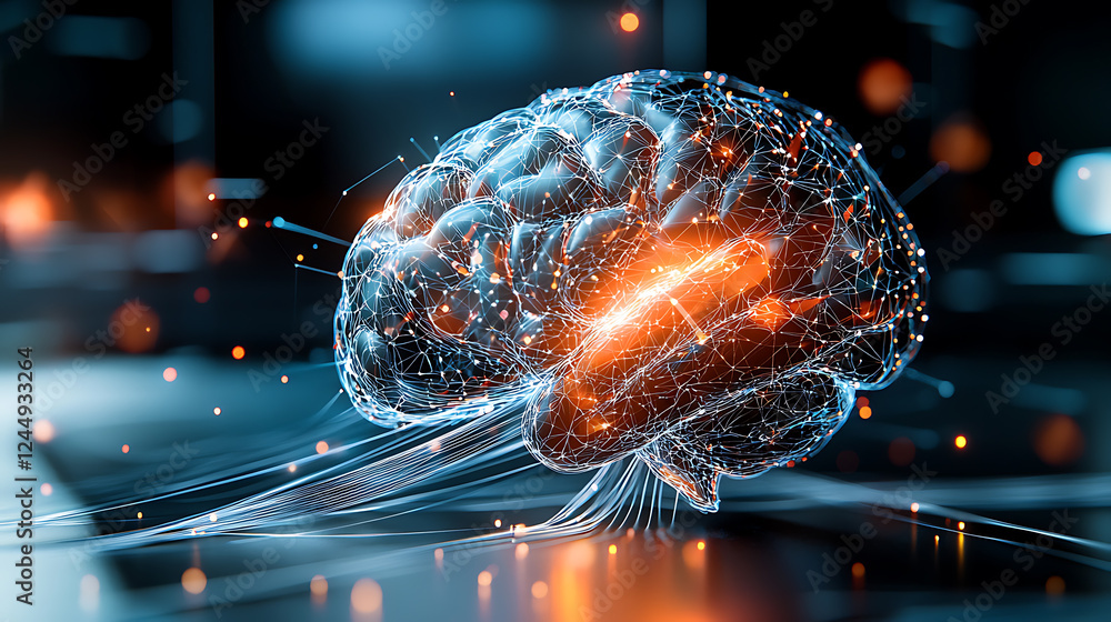 Poster exploring neural connections futuristic brain imagery digital environment abstract visualization hig