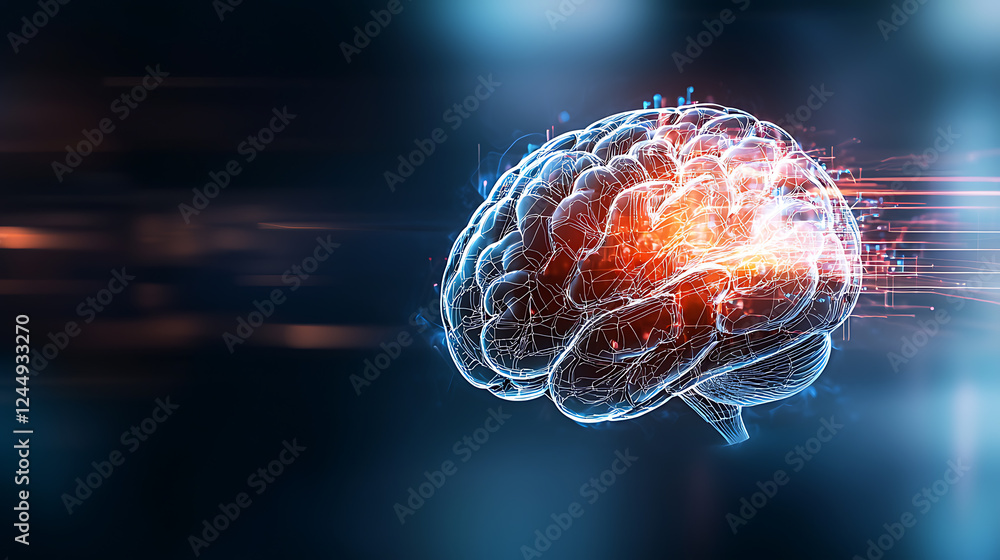Poster exploring neural connectivity in the human brain digital universe infographic scientific environment
