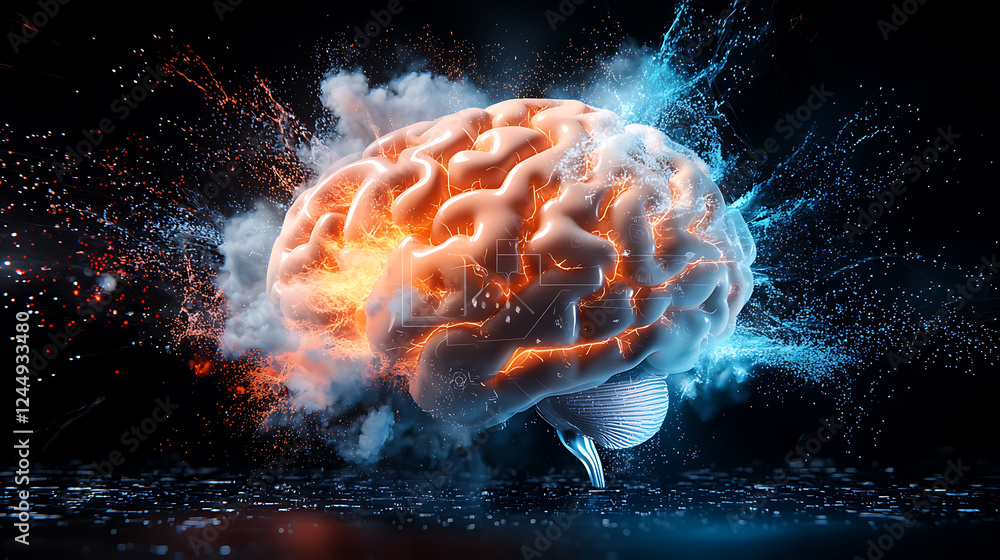 Poster explosive brain imagery digital art visual representation abstract environment dynamic viewpoint neu