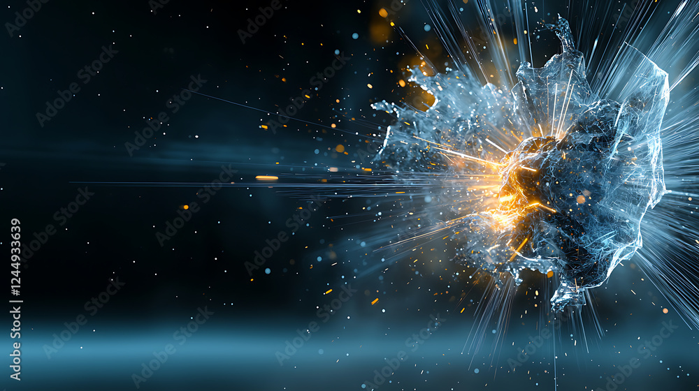 Poster explosive action event abstract digital space visual art dynamic environment high-speed viewpoint im