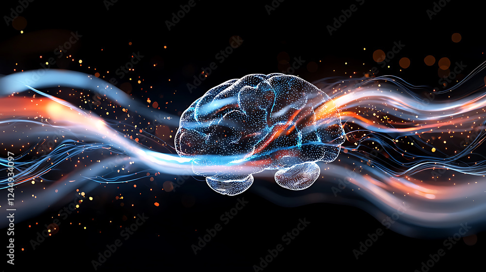 Poster innovative brain visualization digital art abstract concepts futuristic environment close-up perspec