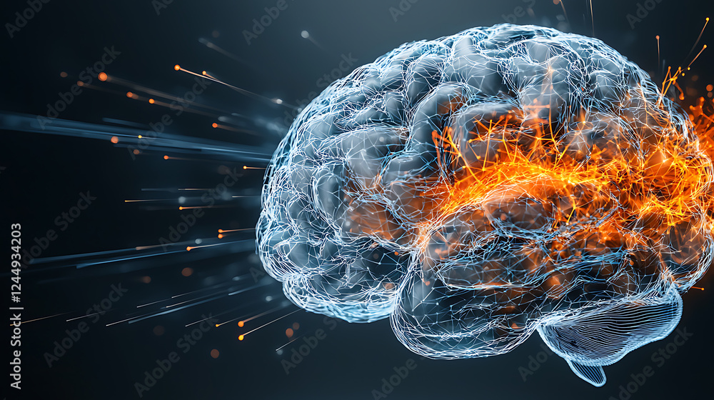 Poster brain activity visualization digital realm 3d rendering abstract environment scientific perspective 