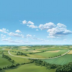 Fototapeta premium Scenic Countryside Landscape with Rolling Green Hills