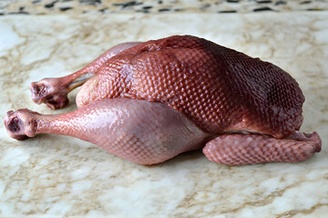 Obraz premium Raw poultry kitchen counter preparation cooking