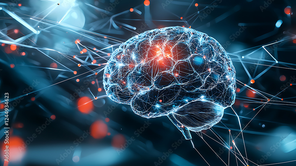 Poster exploring neural networks and artificial intelligence digital realm infographic futuristic close-up 