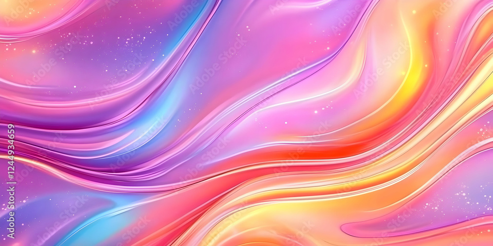 Poster abstract background flows with vibrant colors and smooth curves seamlessly, creating a dreamlike atm