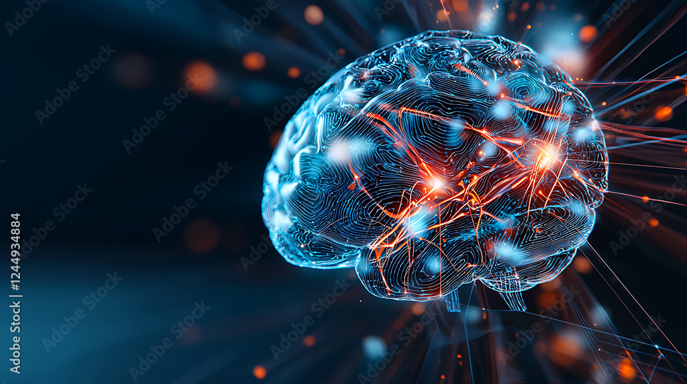 Poster Exploring neural connections digital realm 3d visualization abstract environment dynamic viewpoint brain functionality