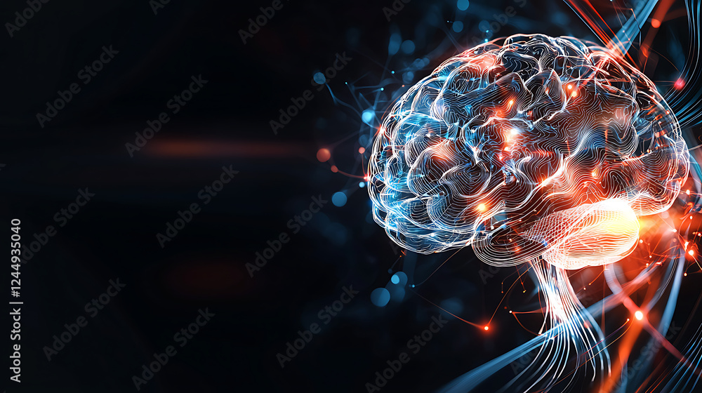 Poster exploring neural networks in modern technology virtual space digital art abstract environment high-t