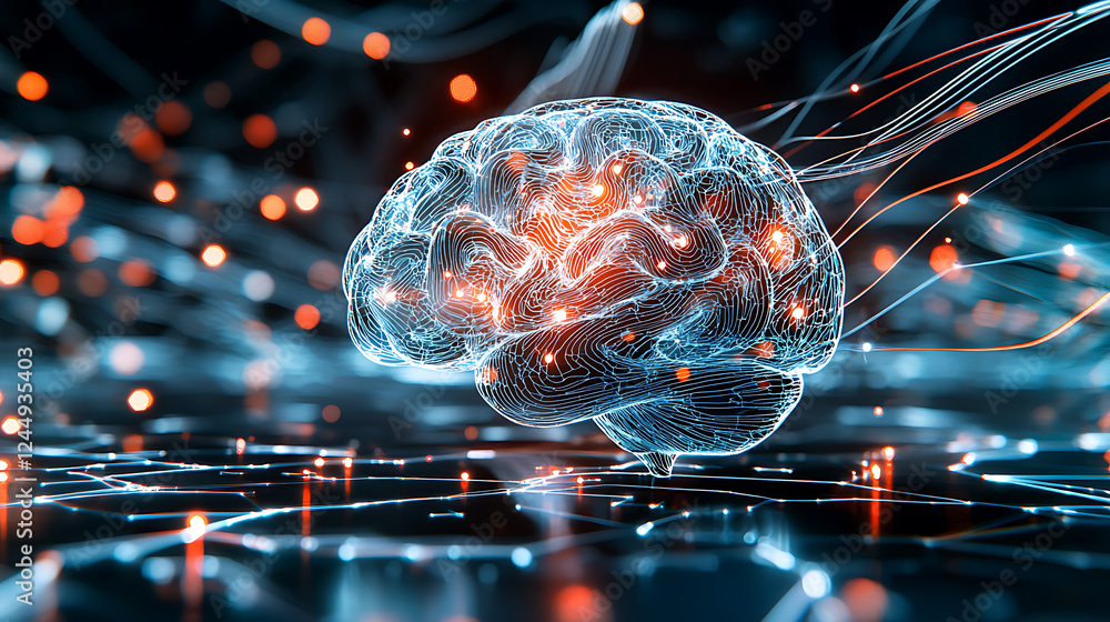 Poster neural connectivity event brain visualization digital realm 3d render abstract environment dynamic v