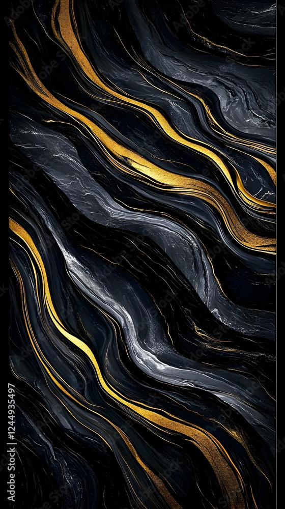 Poster abstract background with black and gold marble texture creates a luxurious and elegant design elemen
