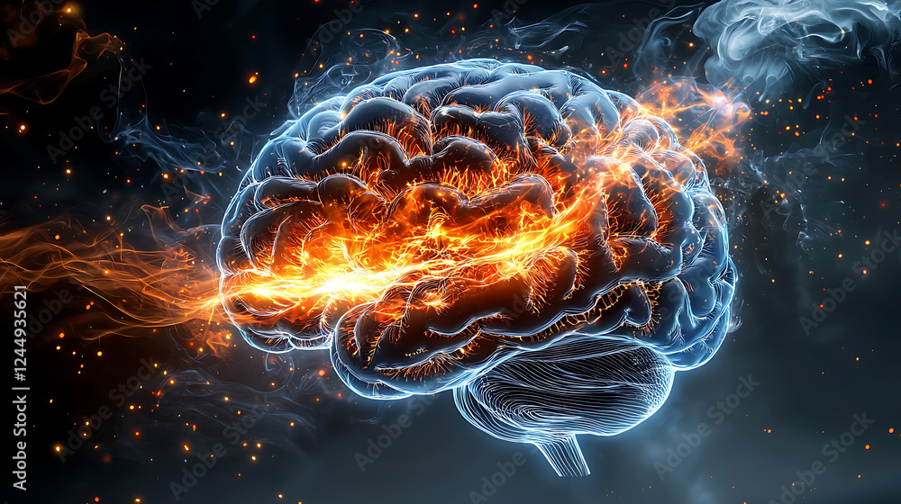 Aufkleber explosive brain activity visualization digital art abstract environment science concept futuristic v