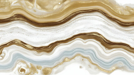 Obraz premium Abstract Background Flows with Golden Glitter Accents and Light Blue Waves Gracefully
