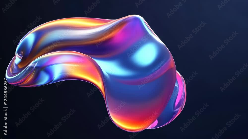 Poster vivid fluid motion of iridescent wave surfaces in dynamic abstract sequence