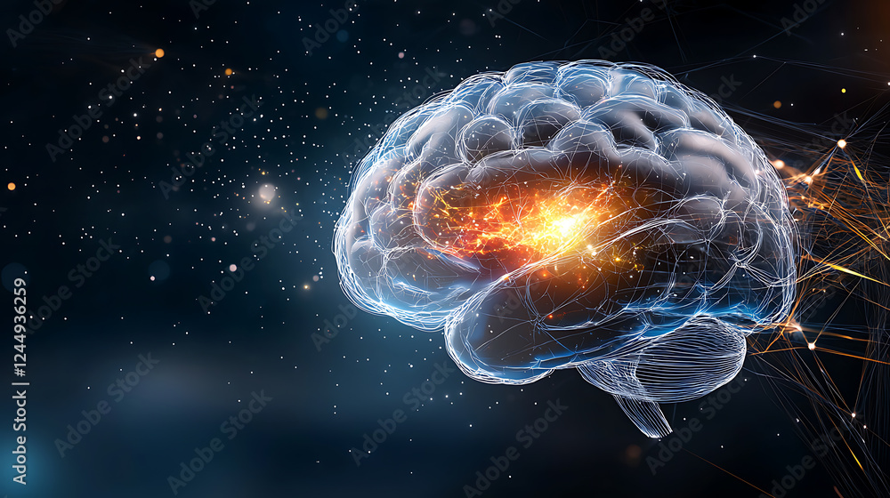 Aufkleber innovative brain activity visualization digital art science lab abstract universe digital perspectiv