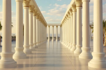 Fototapeta premium Majestic Colonnade Creates a Grand Pathway in Architectural Visualization