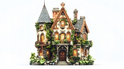 Luxury Toy House Isolated In White Background
