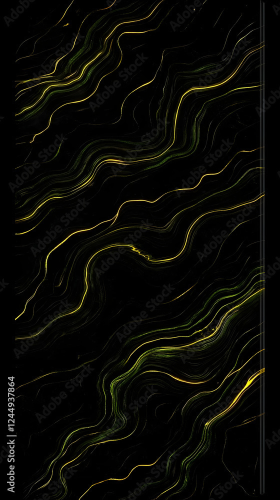 Poster abstract background features flowing golden lines on a dark canvas with dynamic swirls beautifully.