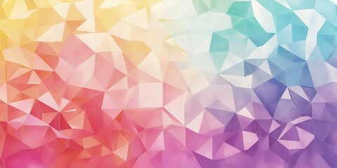 Naklejka premium An artistic geometric abstract background with vibrant gradient colors of yellow, pink, purple, and blue, showcasing polygonal shapes in a modern and creative design 