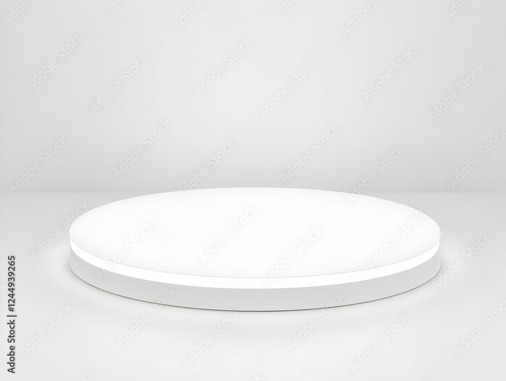 Aufkleber white circular podium stands on a white background in a studio setting for product display