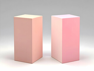 Two Pink Cubes Stand on a White Surface in a 3D Rendered Illustration