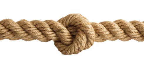A Sturdy Knot in a Thick, Twisted Hemp Rope, a Symbol of Strength, Connection, and Resilience